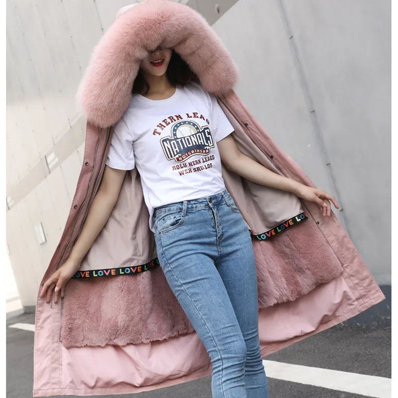 Parkas Real Fur Coat Winter Jacket Natural Rex Rabbit Fur With Fox Fur Hoody Collar Warm Coat Female Long Clothes 2019 Female
Parkas Real Fur Coat Winter Jacket Natural Rex Rabbit Fur With Fox Fur Hoody Collar Warm Coat Female Long Clothes 2019 Female