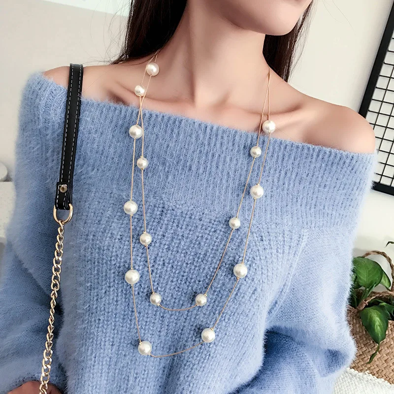 Multilayer Pearl Sweater Chain Women's Long Versatile Autumn And Winter South Korea Cool Simple Sweater Hanging Decoration Neckl
Multilayer Pearl Sweater Chain Women's Long Versatile Autumn And Winter South Korea Cool Simple Sweater Hanging Decoration Neckl