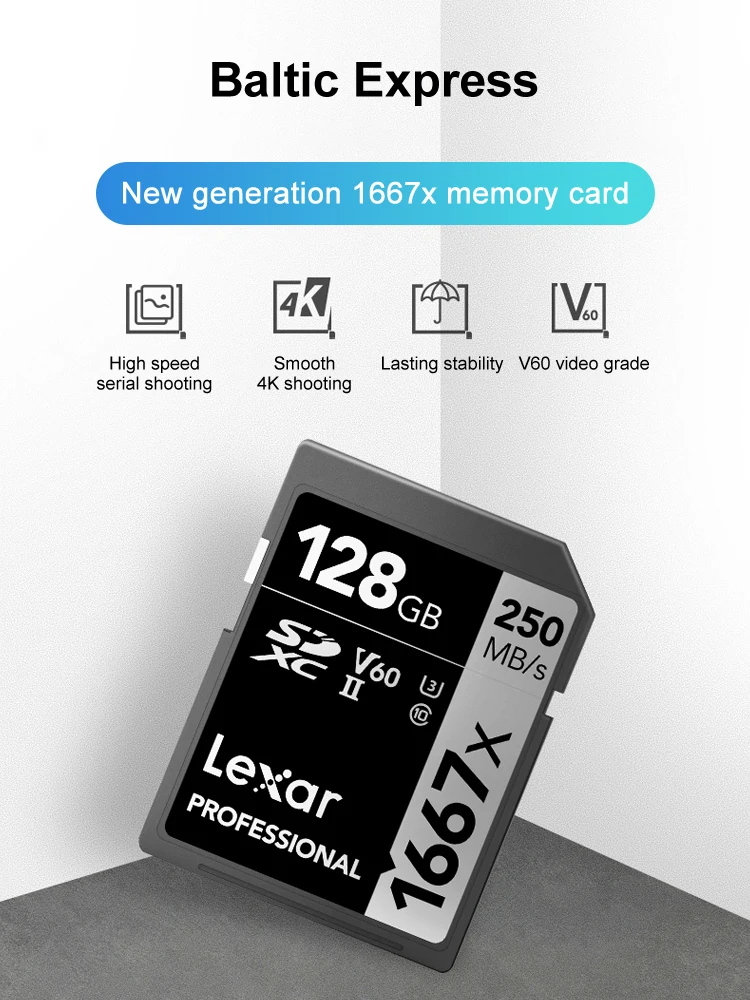 Cartão SD Lexar Professional SD Card SDXC UHS-II 1667X V60 U3 C10 : 32GB - 64GB - 128GB - 256GB Cartão SD Lexar Professional SD Card SDXC UHS-II 1667X V60 U3 C10 : 32GB - 64GB - 128GB - 256GB