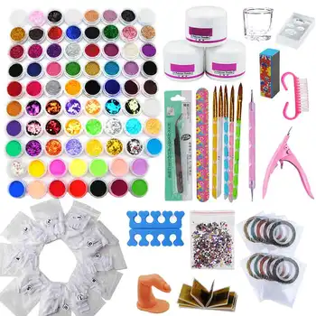 

78pcs nail Art kit professional set acrylic Powder Glitter Manicure Set Gems Decoration Crystal Rhinestone Brush For Manicure