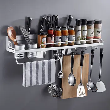 Thicken Space Aluminum Kitchen Rack Wall Hanging Free Punch Storage Knife Holder Kitchen Supplies Seasoning Shelf
Thicken Space Aluminum Kitchen Rack Wall Hanging Free Punch Storage Knife Holder Kitchen Supplies Seasoning Shelf