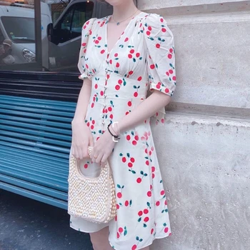 Cherry Print V-neck Women Mini Dress 2020 New Spring Summer Slim Silk Female Short Dress For Beach Holiday
Cherry Print V-neck Women Mini Dress 2020 New Spring Summer Slim Silk Female Short Dress For Beach Holiday