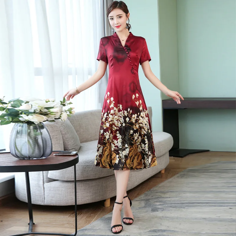High-End Hangzhou Important Silk Dress 2019 Spring And Summer New Style Elegant Mulberry Silk Improved Cheongsam Mom
High-End Hangzhou Important Silk Dress 2019 Spring And Summer New Style Elegant Mulberry Silk Improved Cheongsam Mom