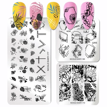 NICOLE DIARY Leaf Line Nail Art Stamping Plates Flower Leaves Bubble Image Stamp Templates Printing Geometric Stencil Tools
NICOLE DIARY Leaf Line Nail Art Stamping Plates Flower Leaves Bubble Image Stamp Templates Printing Geometric Stencil Tools