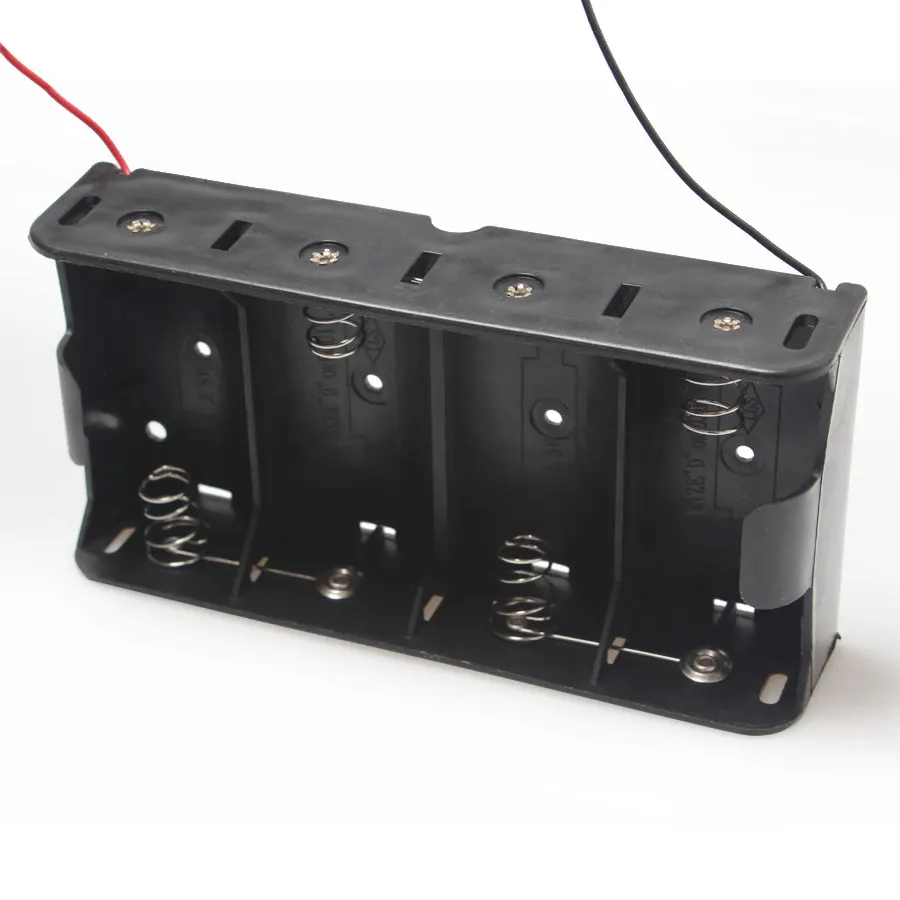 MasterFire 500pcs/lot Black Spring Clip 4 x 1.5V D Size Battery Holder Storage Batteries Case Cover Cell Box with Wire Leads
MasterFire 500pcs/lot Black Spring Clip 4 x 1.5V D Size Battery Holder Storage Batteries Case Cover Cell Box with Wire Leads