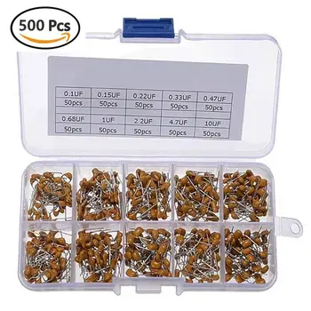 500 Pcs / Set Multilayer Ceramic Capacitor Selection Kit 10 Values 0.1 Uf-10 Uf (104 ~ 106) Ceramic Capacitor Set
500 Pcs / Set Multilayer Ceramic Capacitor Selection Kit 10 Values 0.1 Uf-10 Uf (104 ~ 106) Ceramic Capacitor Set