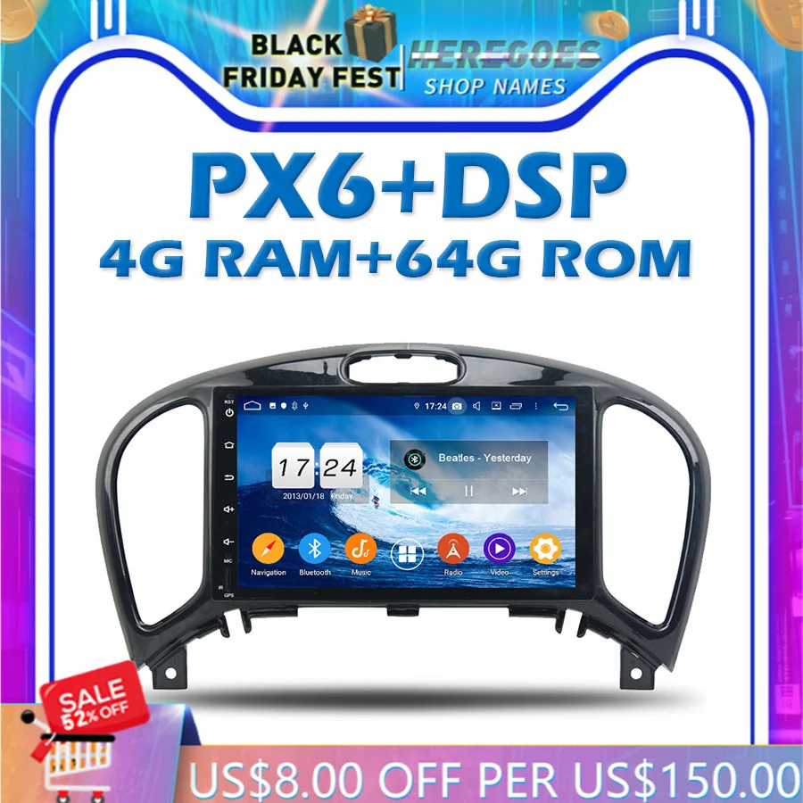 PX6 автомобильный dvd-плеер DSP Android 10 0 4 Гб 64 IPS GPS карта RDS радио Wifi Bluetooth 5 для Nissan JUKE 2004