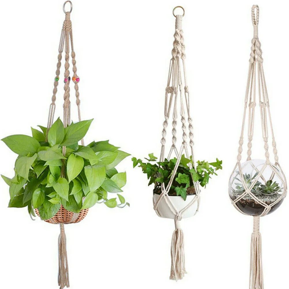 Фото Вешалка для растений плетеная подвесная сеялка корзина пеньковая веревка