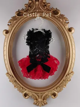 

Handmade Black Red Lace Dog Dress,High-end Party Dress Superb Puppy Dress Pet Tutu For Kitty Poodle Yorkshire Chihuahua Teddy