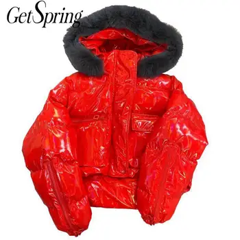 GetSpring Women Parka Fox Hair Hooded Ladies Parkas Zipper Big Pocket Bright Patent Leather Woman Winter Coats And Jackets 2020 
GetSpring Women Parka Fox Hair Hooded Ladies Parkas Zipper Big Pocket Bright Patent Leather Woman Winter Coats And Jackets 2020