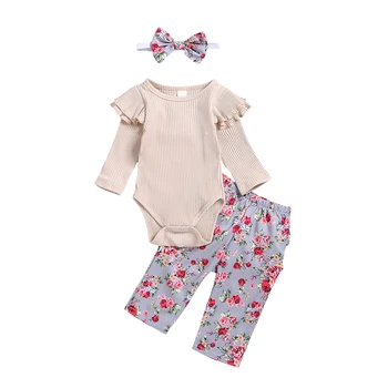 Newborn Baby Girl Clothes Long Sleeve Beige Clothes and Flower Trousers and Bow Headband Three-Piece Suit
Newborn Baby Girl Clothes Long Sleeve Beige Clothes and Flower Trousers and Bow Headband Three-Piece Suit