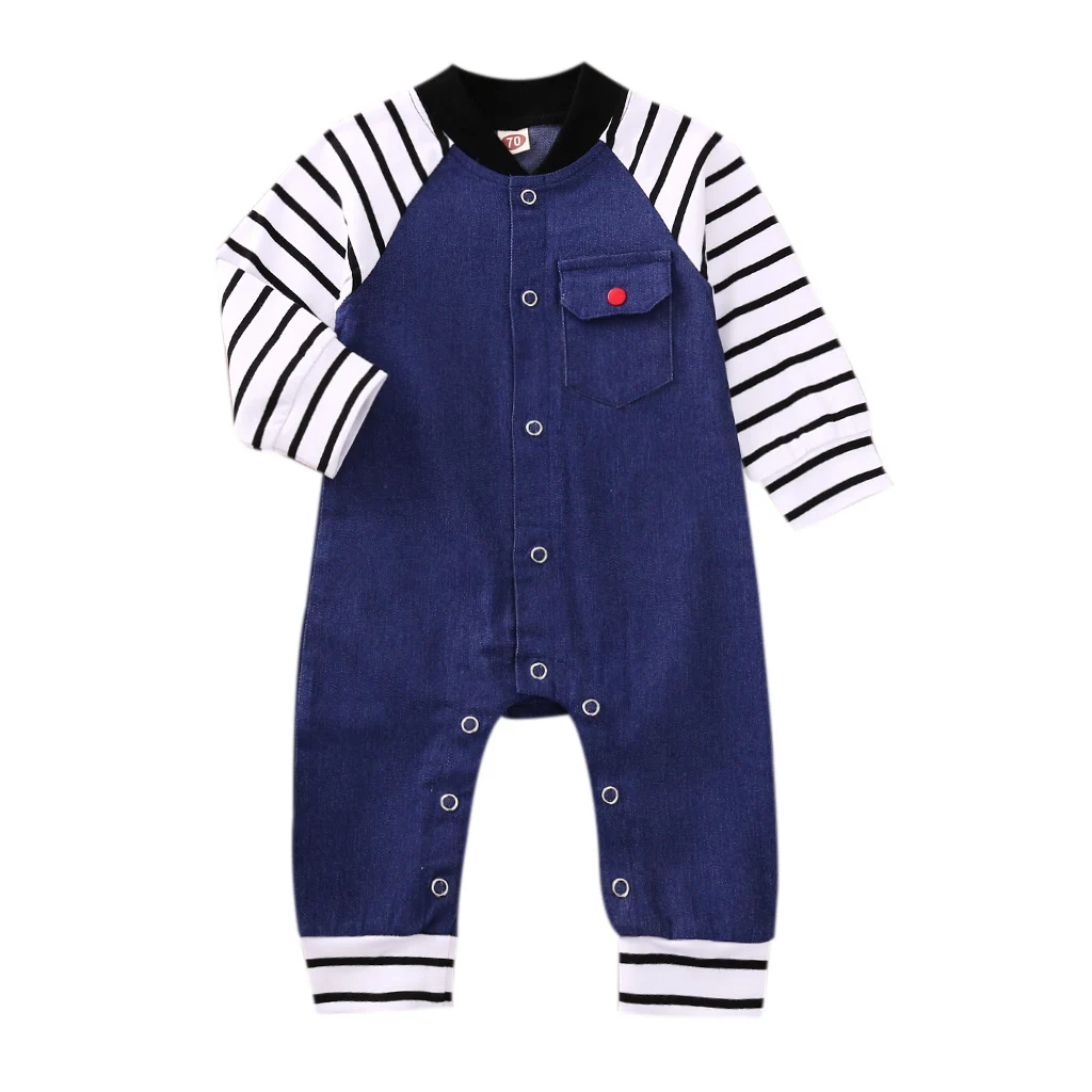 Infant Loose Jumpsuit, Babies Dark Blue Stripe Pattern Long Sleeve Round Collar One-piece for 0-12M Newborn Baby Toddler Boys
Infant Loose Jumpsuit, Babies Dark Blue Stripe Pattern Long Sleeve Round Collar One-piece for 0-12M Newborn Baby Toddler Boys