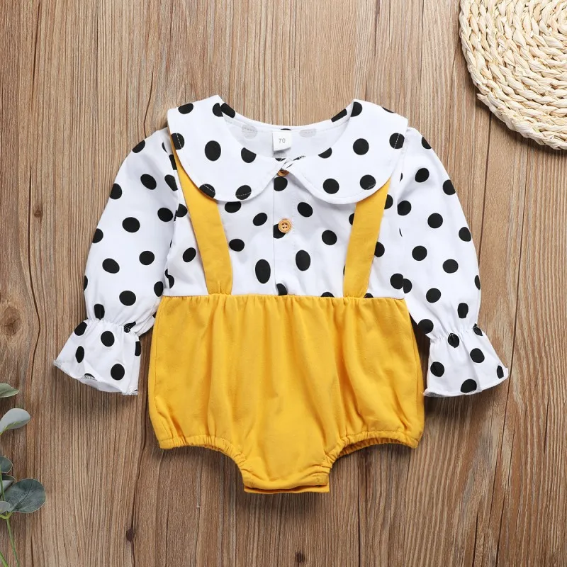 Long Sleeved Bodysuit Baby Girls Cotton Cute Doll Collar Polka Dot Patchwork Jumpsuit Romper Spring And Autumn New
Long Sleeved Bodysuit Baby Girls Cotton Cute Doll Collar Polka Dot Patchwork Jumpsuit Romper Spring And Autumn New