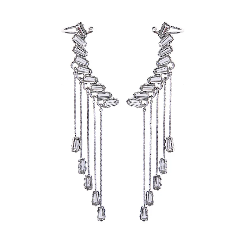 Fashion Crystal Long Drop Earrings for Women Long Chain Crystal Tassel Earrings Ear Clip Earrings Jewelry
Fashion Crystal Long Drop Earrings for Women Long Chain Crystal Tassel Earrings Ear Clip Earrings Jewelry