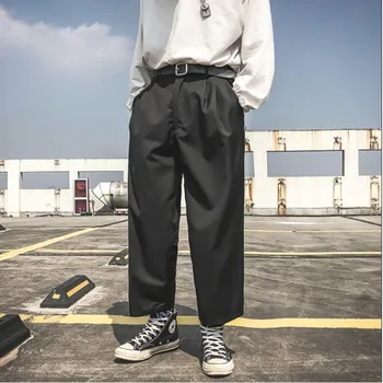Men's trousers 2019 summer new pure color straight trousers casual pants nine minutes loose personality youth men's wear 
Men's trousers 2019 summer new pure color straight trousers casual pants nine minutes loose personality youth men's wear