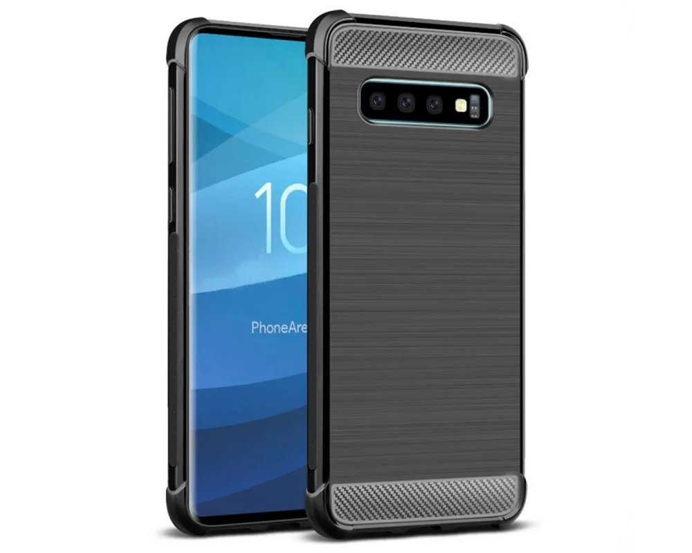 Черный углеродный противоударный ТПУ гелевый Чехол для Samsung Galaxy S10|Бамперы| |