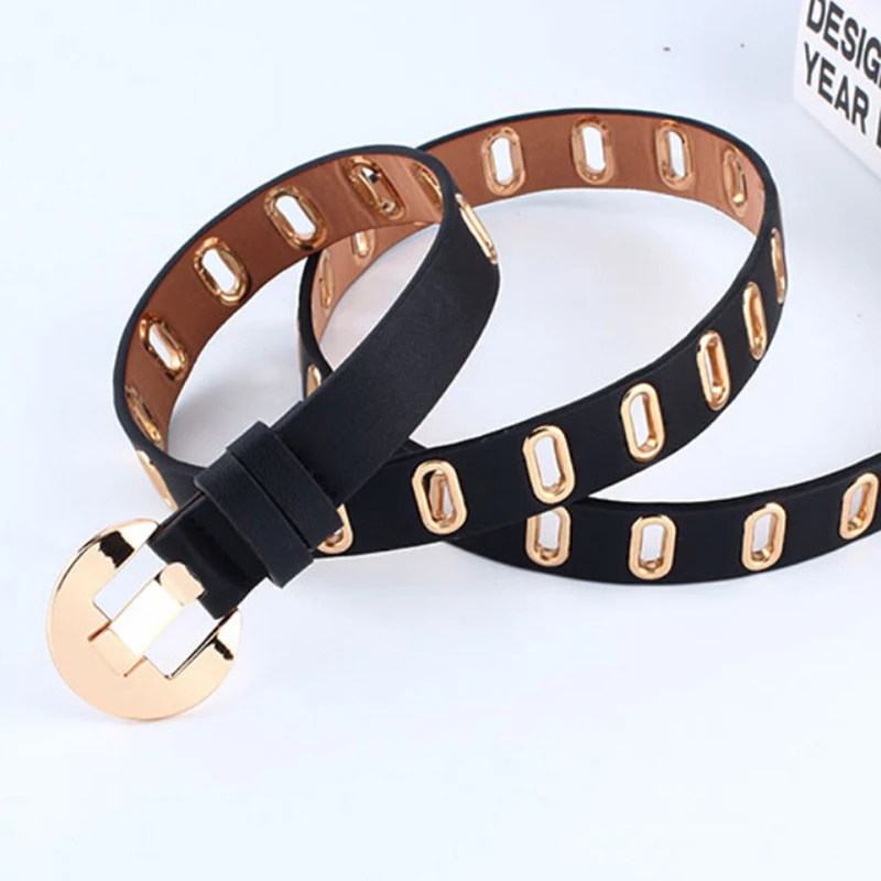 2.3cm Wide Black White Grommet Narrow Eyelet Square PU Leather Women Belt Alloy Pin Buckle Female Waistband Jeans Belts
2.3cm Wide Black White Grommet Narrow Eyelet Square PU Leather Women Belt Alloy Pin Buckle Female Waistband Jeans Belts