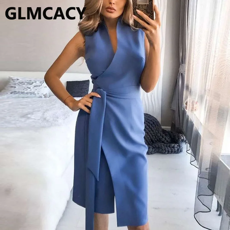 Синее Платье С Запахом Купить