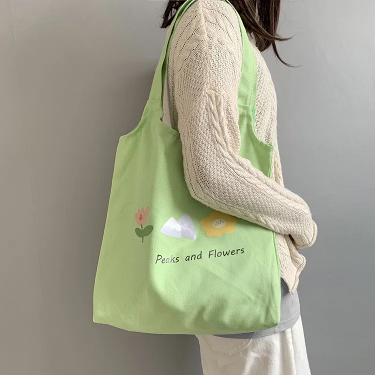 

Женская милая кавайная холщовая Повседневная сумка с принтом для отдыха высокого качества в Корейском стиле Харадзюку универсальная продуктовая сумка новые сумки для покупок