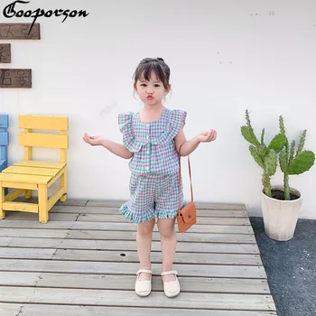 Summer Toddler Kid Sclothes Plaid Outfits Cute Little Girls Clothign Set Lotus Leaf Edge Collar Top&shorts Fashion Girl Costume
Summer Toddler Kid Sclothes Plaid Outfits Cute Little Girls Clothign Set Lotus Leaf Edge Collar Top&shorts Fashion Girl Costume