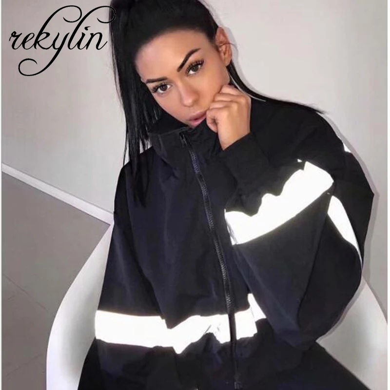 Harajuku Stickers Reflective Strips Jacket Zipper Loose Lantern Sleeve Coat High Waist Zipper Cardigan Tops Bomber Jacket Women
Harajuku Stickers Reflective Strips Jacket Zipper Loose Lantern Sleeve Coat High Waist Zipper Cardigan Tops Bomber Jacket Women