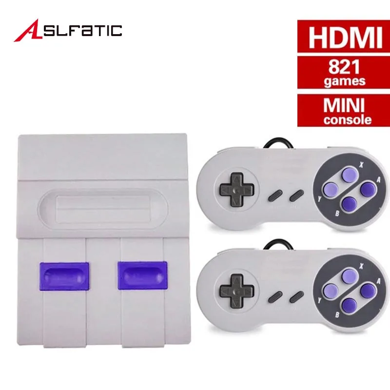 Мини классическая ТВ игровая консоль 8 бит Ретро SNES Видео встроенные 821 игры HDMI