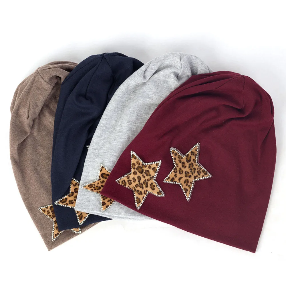 Geebro Women Fashion With Leopard Star Rhinestones Beanies Female Solid Color Soft Cotton Skullies Hats Lady Elastic Baggy Caps
Geebro Women Fashion With Leopard Star Rhinestones Beanies Female Solid Color Soft Cotton Skullies Hats Lady Elastic Baggy Caps