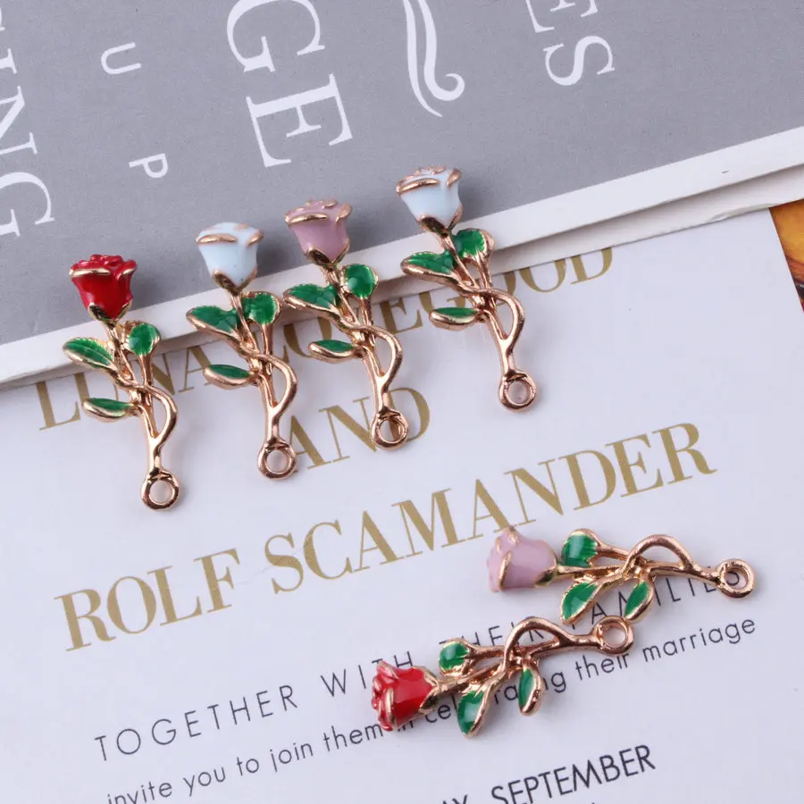 10pcs Golden Half-faced Three-dimensional Rose Drip Oil Alloy A Small Rose Pendant 10*28mm Ladies Necklace and Earring Material
10pcs Golden Half-faced Three-dimensional Rose Drip Oil Alloy A Small Rose Pendant 10*28mm Ladies Necklace and Earring Material