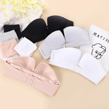 Strapless Non-Slip Female Bralette Lingerie Set Front Three Rows Of Buckles Gathered Invisible Wedding Dress Push Up Bra Panties
Strapless Non-Slip Female Bralette Lingerie Set Front Three Rows Of Buckles Gathered Invisible Wedding Dress Push Up Bra Panties