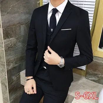 Suit Men's Three-piece Business Professional Dress Suit Small Suit Korean Slim Groomsman Groom Wedding Dress 
Suit Men's Three-piece Business Professional Dress Suit Small Suit Korean Slim Groomsman Groom Wedding Dress