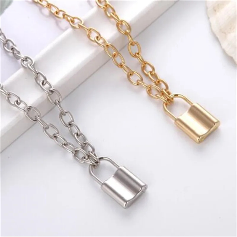 Trendy Fashion Gold Sliver Color Lock Choker Necklace Woman Collar PadLock Pendants Necklaces Summer Beach New GIFTS | Украшения и