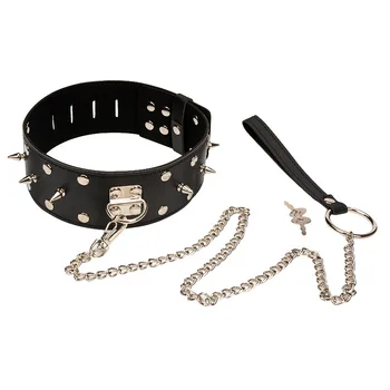 

Spike Rivet Bondage Collar Chain Traction Bdsm Bondage Restraint Fetish Slave Femdom Adult Games Erotic Toys For Couples