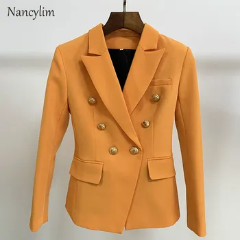 High Quality Blazer Ladies Suit Jacket Classic Double-breasted Buckle Slim-Fit Small Suit Jacket Naturals Yellow Blazer Mujer
High Quality Blazer Ladies Suit Jacket Classic Double-breasted Buckle Slim-Fit Small Suit Jacket Naturals Yellow Blazer Mujer