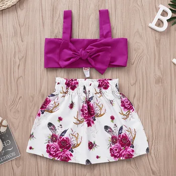 Girls Boutique Two Piece Skirt Set Violet Crop Top Floral Ruffle Skirt Little Girls Summer Outfits 1 To 4 Years 
Girls Boutique Two Piece Skirt Set Violet Crop Top Floral Ruffle Skirt Little Girls Summer Outfits 1 To 4 Years