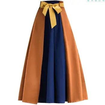 2020 Autumn High Waist Pleated Skirt Women Splice Long Skirt Female Skirt With Bow Ladies fashion A Line Skirt r1667 
2020 Autumn High Waist Pleated Skirt Women Splice Long Skirt Female Skirt With Bow Ladies fashion A Line Skirt r1667