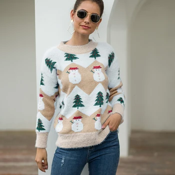 New Christmas Sweater Womens Sweaters 2019 Female Printing Knitted Sweater Loose Pullover Tops Pull Femme Winter Sweater Women
New Christmas Sweater Womens Sweaters 2019 Female Printing Knitted Sweater Loose Pullover Tops Pull Femme Winter Sweater Women