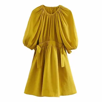 2020 New Women Elegant solid lantern sleeve bow tied waist mini Dress Female pleats Vestidos Chic casual slim Dresses DS3444 
2020 New Women Elegant solid lantern sleeve bow tied waist mini Dress Female pleats Vestidos Chic casual slim Dresses DS3444