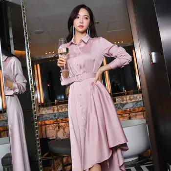 Pink Woman Dress 2020 Spring Summer Long Sleeve Corset Singer Breasted Shirt Dress Ladies Big Swing Midi Office Work Dress Woman
Pink Woman Dress 2020 Spring Summer Long Sleeve Corset Singer Breasted Shirt Dress Ladies Big Swing Midi Office Work Dress Woman