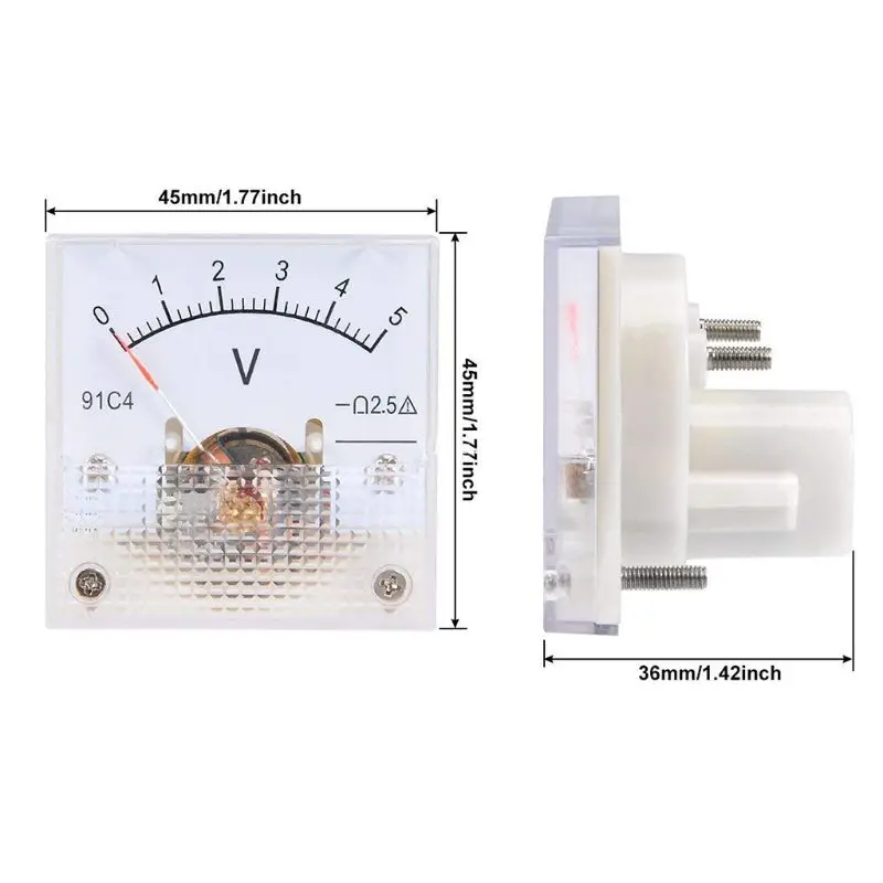 91C4 DC Voltmeter Analog Panel Voltage Meter Mechanical Pointer Type 3/5/10/15/20/30/50/100/150/250V 
91C4 DC Voltmeter Analog Panel Voltage Meter Mechanical Pointer Type 3/5/10/15/20/30/50/100/150/250V