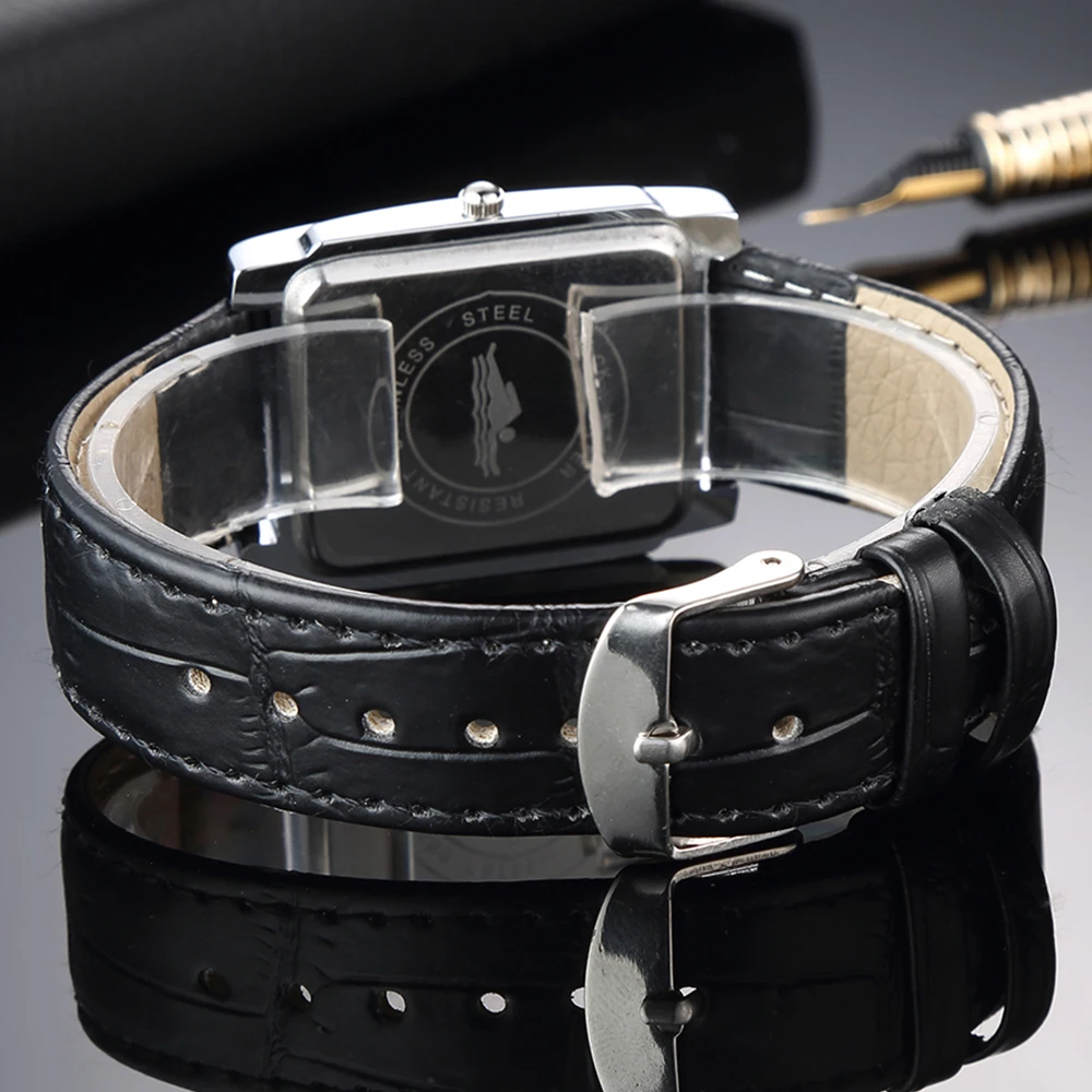Квадратные мужские часы розовое золото серебро чехол женские лучший бренд