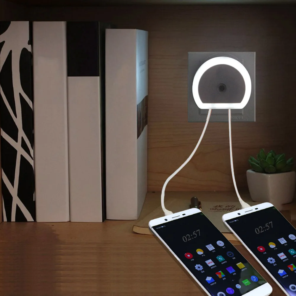 LED Night Light With Dual USB Wall Charger Plug Dusk To Dawn Sensor EU/US Plug Wall Lamp For Home Decoration Sleeping Light
LED Night Light With Dual USB Wall Charger Plug Dusk To Dawn Sensor EU/US Plug Wall Lamp For Home Decoration Sleeping Light