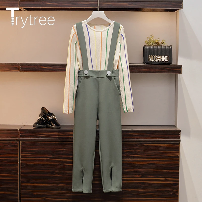 Trytree Autumn Two Piece Set Casual Woman O-Neck Colorful Striped Knitted Top + Pants Pockets Zip button Split Hem 2 Piece Set
Trytree Autumn Two Piece Set Casual Woman O-Neck Colorful Striped Knitted Top + Pants Pockets Zip button Split Hem 2 Piece Set