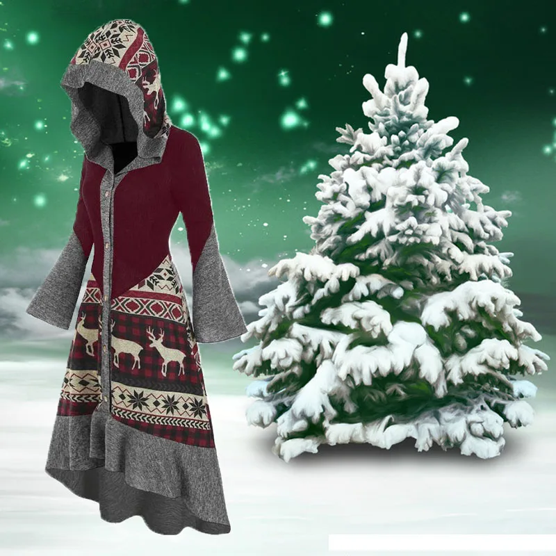 Digital Printing Contrast Color Hooded Lotus Leaf Pendulum Long-sleeved Decorative Button Women's Cotton Spun Dress
Digital Printing Contrast Color Hooded Lotus Leaf Pendulum Long-sleeved Decorative Button Women's Cotton Spun Dress