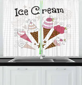 Pink Brown Tan Ice Cream Kitchen Curtains Strawberry Vanilla Ice Cream Flowers Hearts Stars Bird Doodle for Kitchen Cafe Decor
Pink Brown Tan Ice Cream Kitchen Curtains Strawberry Vanilla Ice Cream Flowers Hearts Stars Bird Doodle for Kitchen Cafe Decor