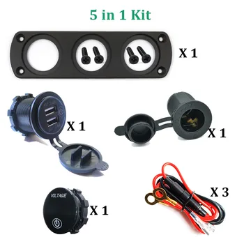 5 in 1 Kit 5V 2.4A Dual USB Charger Socket Digital LED Voltage With Touch Switch Power Adapter Panel for Car Truck Marine Boat
5 in 1 Kit 5V 2.4A Dual USB Charger Socket Digital LED Voltage With Touch Switch Power Adapter Panel for Car Truck Marine Boat