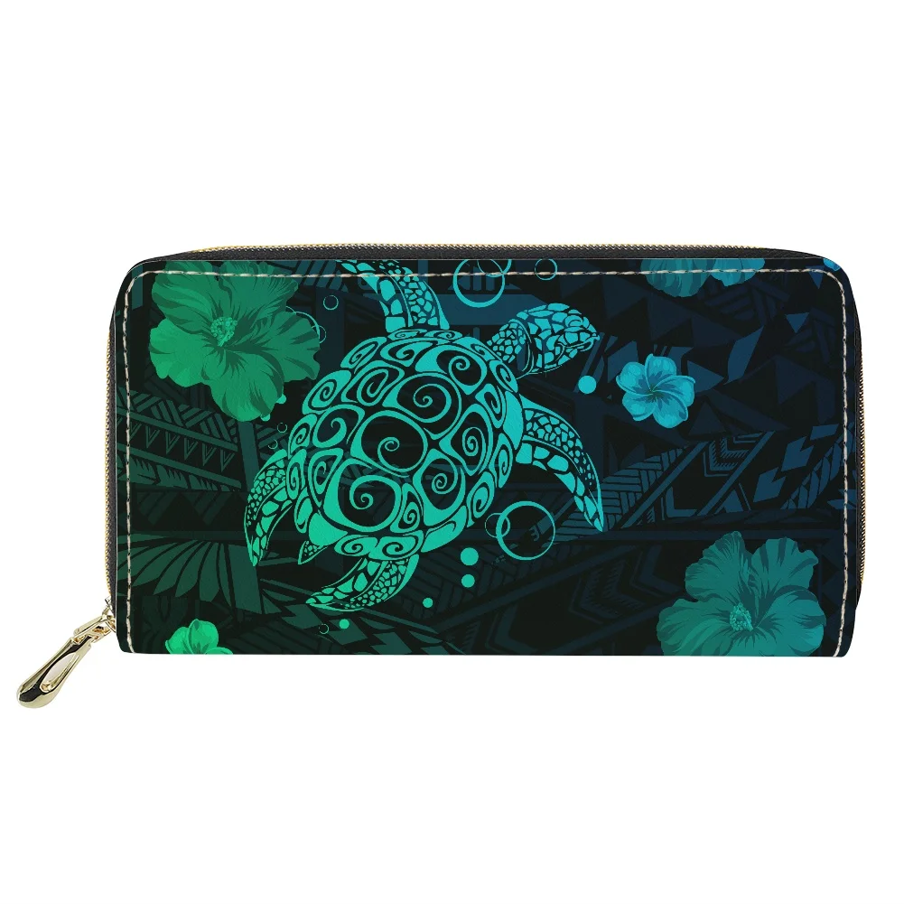 

Hycool Women's Wallet Made Of Leather Polynesian Tribal Hawaii Flower Women's Purses Long Pu Leather Women's Wallet Latest