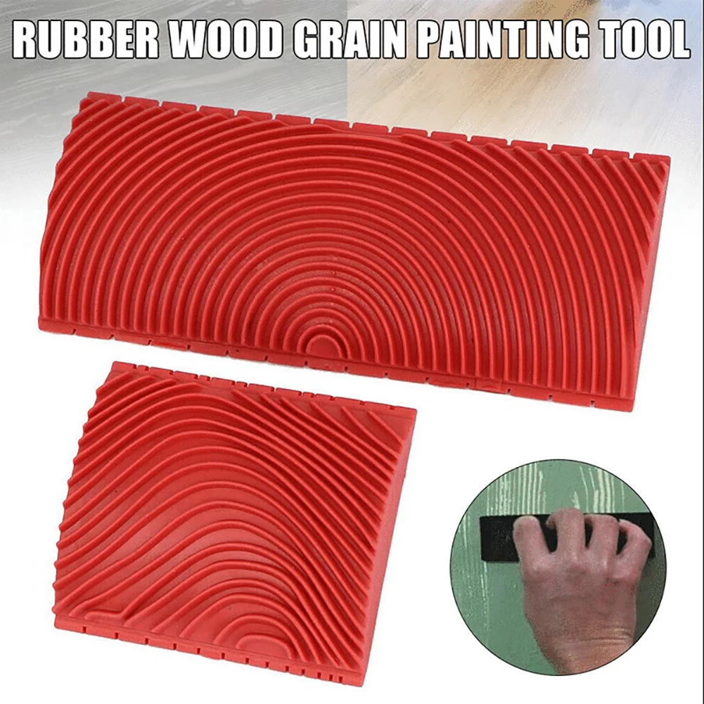 

2pcs Wooden Graining Tool Creative Imitation Wood Grain Paint Roller Brush Tool Rubber Graining Pattern Stamp Wall Painting Tool