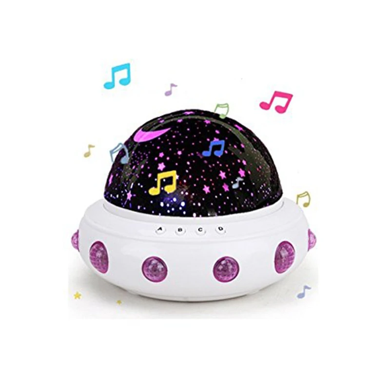 UFO Shape Music Starry Star Minions Projection Night Light Romantic Rotate LED USB Battery Table Lamp for Baby Kids Sleeping | Лампы и