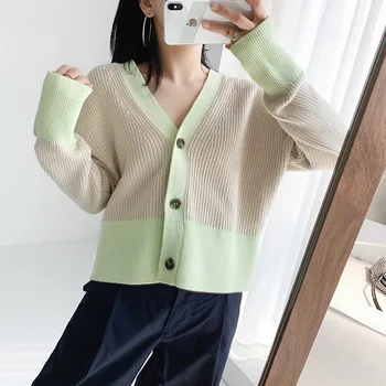 Jacquard knitted colorblock women cardigan jacket V-neck long sleeve lady knitted cardigan sweater tops 2020 new
Jacquard knitted colorblock women cardigan jacket V-neck long sleeve lady knitted cardigan sweater tops 2020 new