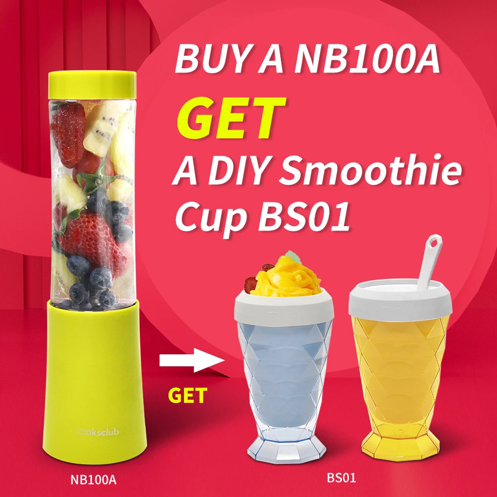 COOKNSHARE NB100A Mini Blender Portable Mixer Kitchen Fruit Juice Extractor Grinder Juicer Buy One Get Ice Cream Maker Machine
COOKNSHARE NB100A Mini Blender Portable Mixer Kitchen Fruit Juice Extractor Grinder Juicer Buy One Get Ice Cream Maker Machine
